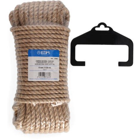 Strang, 20 m, natürliches Bio-Juteseil, 3 Stränge, 8 mm Stärke EDM 87865