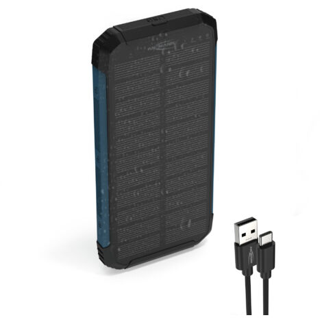 ANSMANN Solar Powerbank 10000mAh, Outdoor Ladegerät, mit Taschenlampe