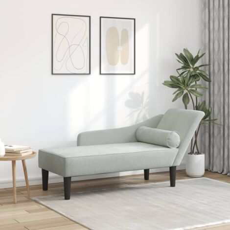 Chaiselongue mit Kissen Hellgrau Samt vidaXL960004