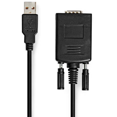 Rs232 konverter usb a stecker rs232 vernickelt 090 m rund pvc schwarz gehause (1/4)