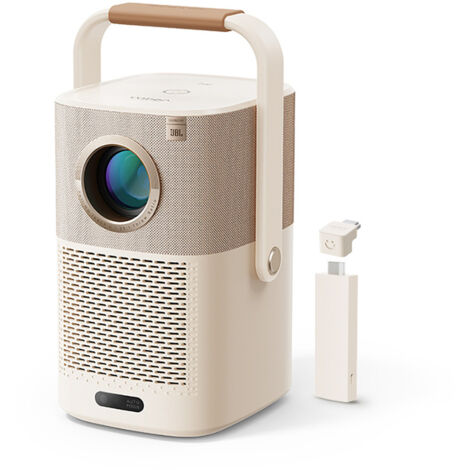 Yaber Projektor T2 Plus Außenprojektor mit WiFi 6 und Bluetooth, tragbarer Projektor de native smart movie 1080P für drinnen und draußen, compatible mit TV Dongle [sound de JBL und Akku.