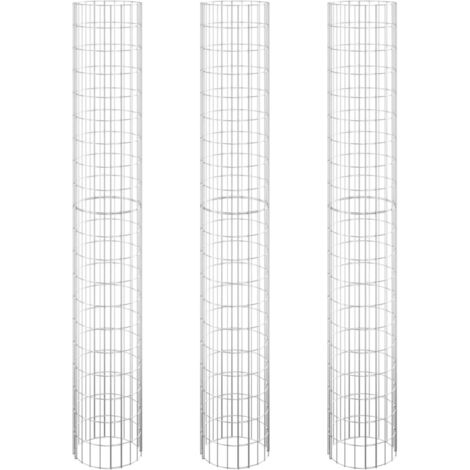 Gabionen-Hochbeete 3 Stk. Rund Verzinkter Stahl Ø30x200 cm vidaXL