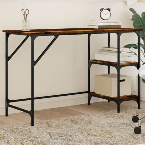 vidaXL Schreibtisch Rauchiger Eichenholz 120x50x75 cm Metall und Spanplatte