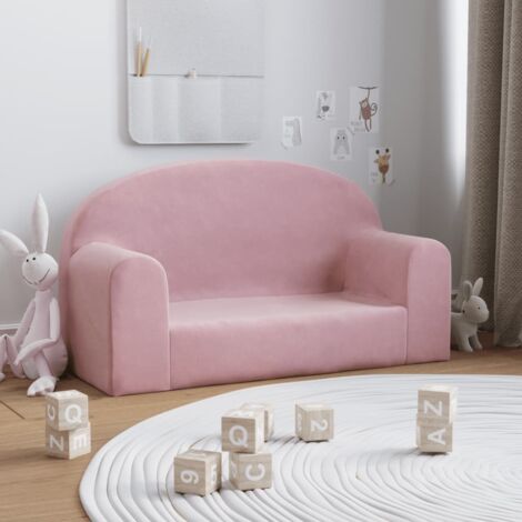 Kindersofa 2-Sitzer Rosa Weich Plüsch vidaXL654571
