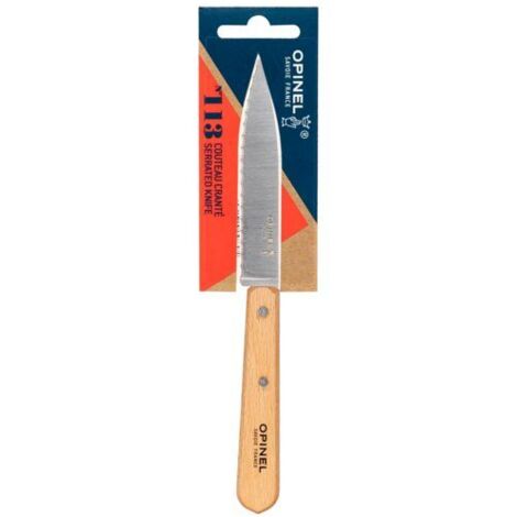 Opinel Küchenmesser No. 113 Messer mit Wellenschliff natur