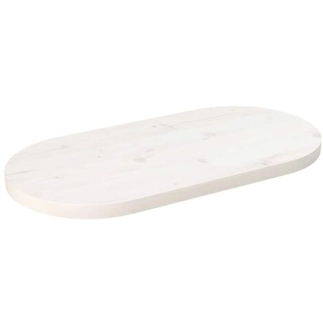 vidaXL Table Top White 70x35x2,5 cm Solid Wood Pine Oval