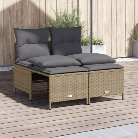 4-tlg. Garten-Sofagarnitur mit Kissen Beige Poly Rattan vidaXL