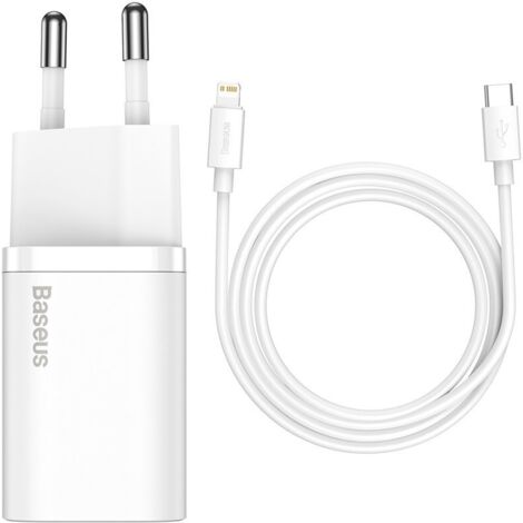 Baseus Super Si 1C schnelles Ladegerät USB Typ C 20 W Power Delivery + kabel USB Typ C - iPhone 1 m weiß