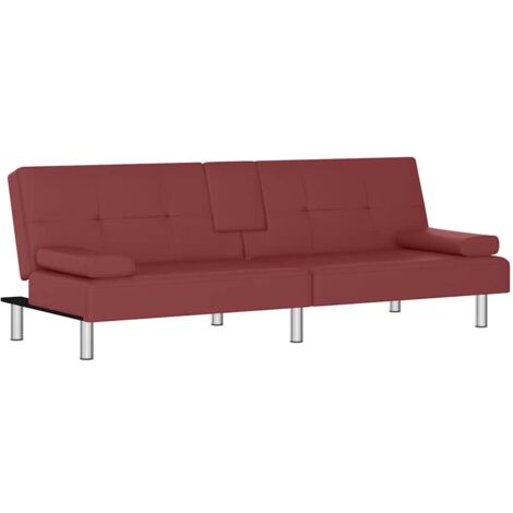 Schlafsofa mit Getränkehaltern Rot Kunstleder vidaXL