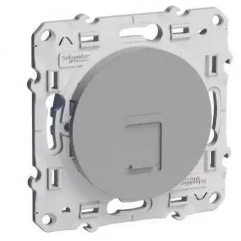 Schneider S530476 Odace RJ45-Buchse, Aluminium, Güteklasse 3, CAT6 STP-Schraubbefestigung
