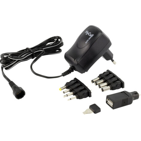 HyCell 1201-0005 Steckernetzteil, einstellbar 3 V/DC, 4.5 V/DC, 5 V/DC, 6 V/DC, 7.5 V/DC, 9 V/DC, 12
