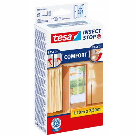 TESA COMFORT Moskitonetz für Balkontüren, Türnetz, 1,2 x 2,5 m, weiß (1/5)