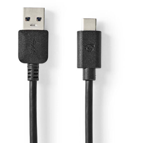 Usb kabel usb 32 gen 2 usb a stecker usb c stecker 60 w 10 gbps vernickelt 100 m rund pvc schwarz box (1/3)