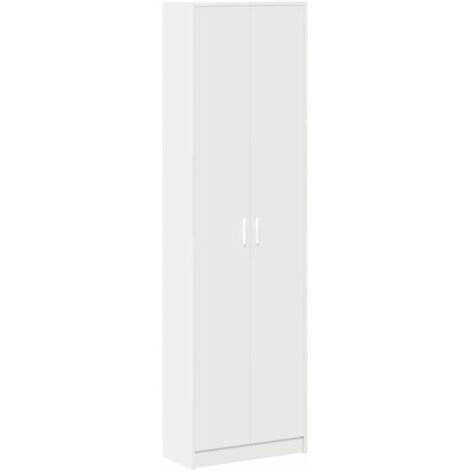 Vidaxl – Kleiderschrank Weiß 55 x 25 x 189 cm – Holzwerkstoff – 2 Flügeltüren – 5 Regale – für Innenräume – modernes Design (1/5)