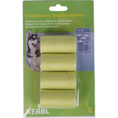 Kerbl biologisch abbaubare Taschen fÐ©r Hundepeaks, EPI -Plan, Paket 4 Rollen x 20 Beutel