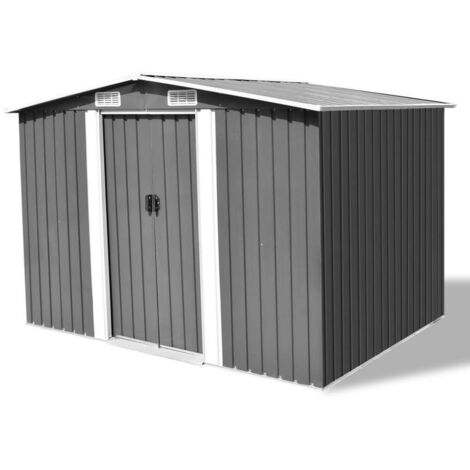 Gartenschuppen Grau Metall 257 x 205 x 178 cm vidaXL