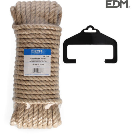Strang EDM 15 m natürliches Bio-Jute-Seil, 3 Lagen, Stärke 10 mm