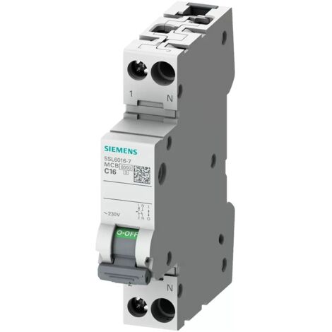 Leistungsschalter Siemens 16A 1P+N kurve C 6KA 1-Modul 5SL60167
