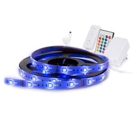 Perel Set mit intelligenter WLAN-RGB-LED-Streifen, 450 LEDs, einstellbarer Helligkeit und Farbtemperatur, 5 Meter lang, RGB-Farben, warmweiß und kaltweiß, schaffen Sie die perfekte Atmosphäre mit der (1/5)