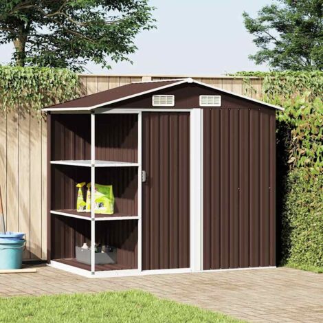 Gartenhaus mit Regal Braun 205x130x183 cm Eisen vidaXL