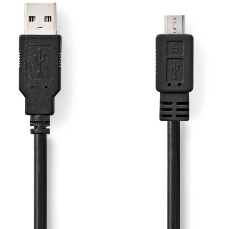 Usb kabel usb 20 usb a stecker usb micro b stecker 480 mbps vernickelt 300 m rund pvc schwarz box (1/3)