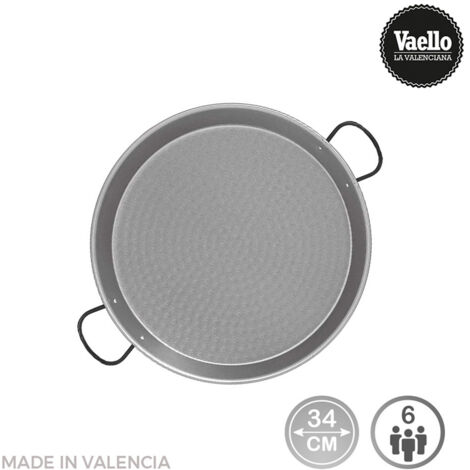 Paellapfanne aus poliertem Stahl für Induktion und Vitrokeramik ø34cm (6 Personen). vaello