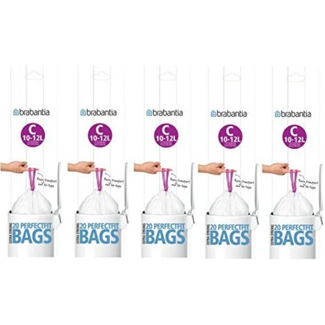 Brabantia - Set aus 20 extrastarken, anschmiegsamen Müllbeuteln der Größe C 10-12 L