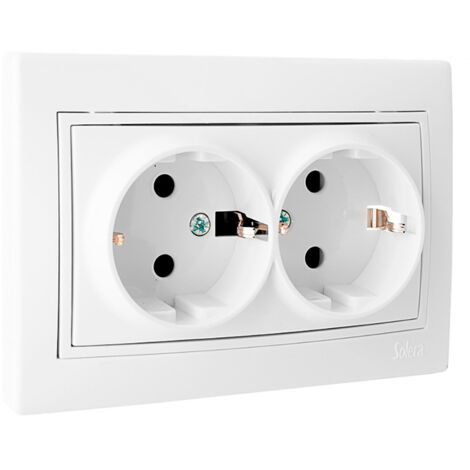 Doppelsteckdosensockel, 2P+T, mit Shutter, 16A, 250V Solera 65331