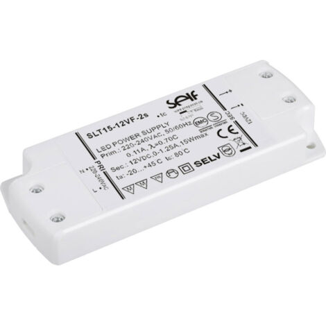 Self Electronics SLT15-12VF-2S LED-Trafo, LED-Treiber Konstantspannung 15 W 1.25 A 12 V/DC Montage