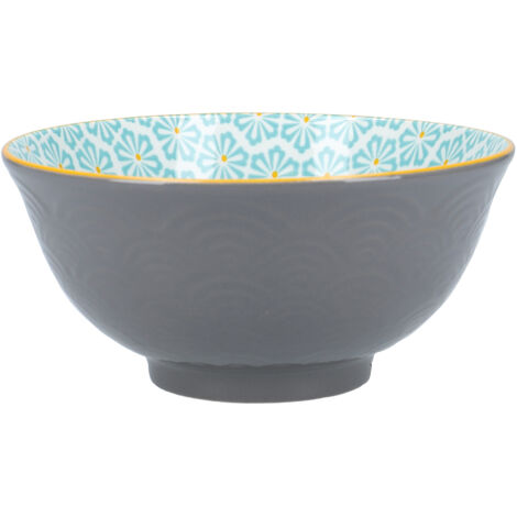 KitchenCraft ECMKCBOWL36SET - Set de Keramikschalen de mit Wellen und Blumen im japanischen Stil dede
