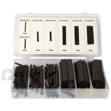 Toolland Schrumpfschlauch-Set, 127-tlg., verschiedene Größen, Schwarz