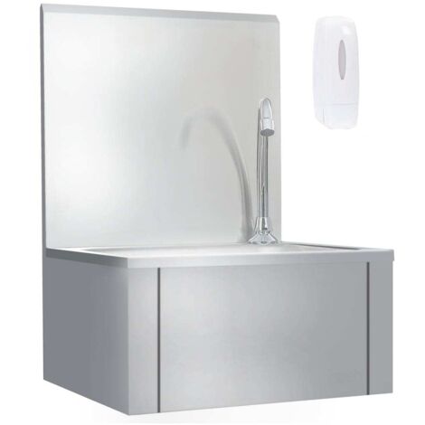 vidaXL Handwaschbecken mit Wasserhahn und Seifenspender Edelstahl