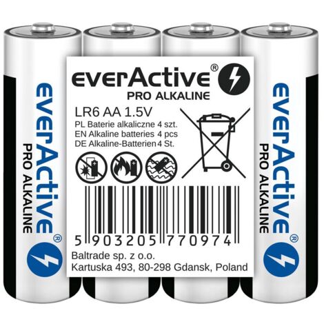everActive - AA-Batterien (4 Stück, 1,5 V, 10 Jahre Lebensdauer), blau (1/3)