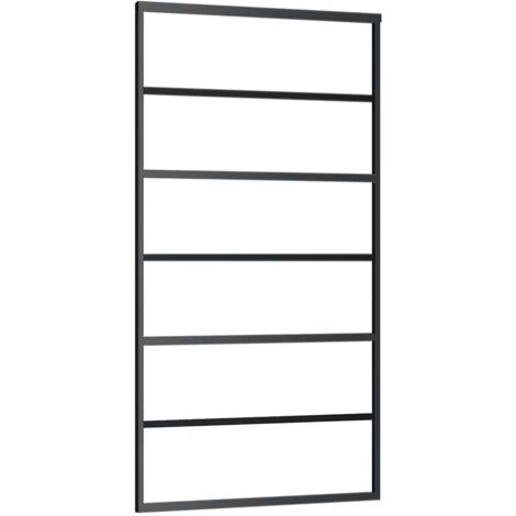Schiebetür ESG-Glas und Aluminium 102x205 cm Schwarz vidaXL