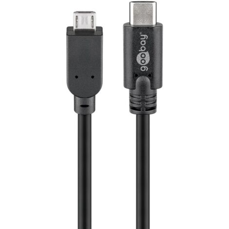 USB 2.0 Kabel USB-C™ auf Micro-B 2.0, Schwarz, USB 2.0-Micro-Stecker (Typ B) USB-C™-Stecker. Kabellänge 0.6 m (1/3)