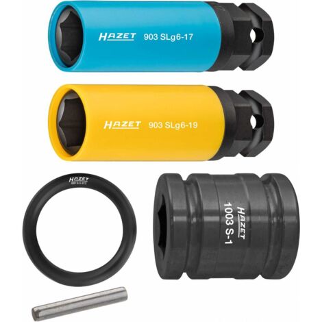 Schlag-, Maschinenschrauber Steckschlüsseleinsatz Satz 903SLG6/5 ∙ 1/2 Zoll (12,5 mm) Vierkant hohl, 24 mm Außen-Sechskant ∙ Außen Sechskant-Tractionsprofil ∙ 5-teilig ∙ 17 ∙ 19 (1/5)