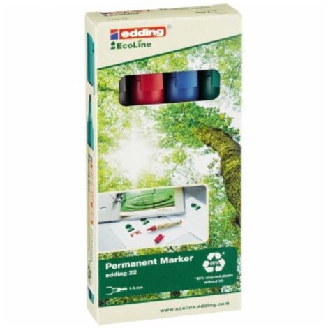 edding Permanentmarker 22 EcoLine 4-22-4 Keilspitze sort. 4 St./Pack.