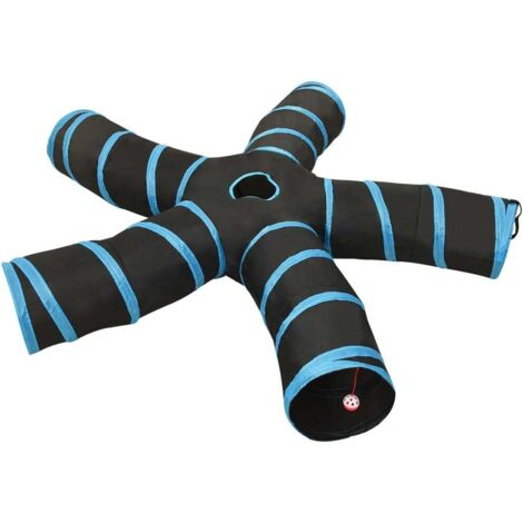 Katzentunnel 5-Wege Schwarz und Blau 25 cm Polyester vidaXL