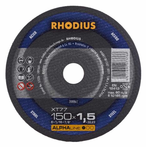 RHODIUS XT77, 25 Stück, 150 x 1,5 mm, Trennscheibe