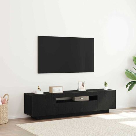 TV-Schrank mit LED-Lichtern, Schwarz Eiche, 160x35x40 cm, Holzwerkstoff vidaXL626642