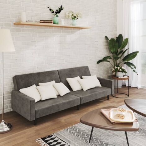 Schlafsofa 2-Sitzer Dunkelgrau Samt vidaXL