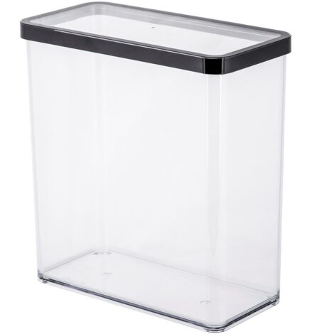 Rotho Loft - Rechteckige Dose mit Deckel und Dichtung, lebensmittelecht, Vorratsdose, Küchenutensilien, Organizer, Kunststoff (SAN), BPA-frei, transparent/schwarz (3,2 L rechteckig)