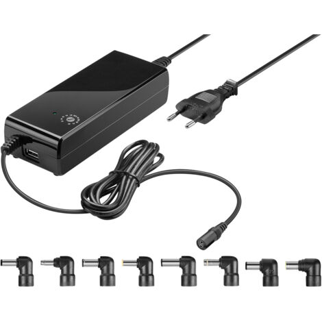 Notebook-Netzteil 90 W, inkl. 8x DC-Adapter und 1x USB-A-Buchse, 12 V - 22 V bis max. 4 A.