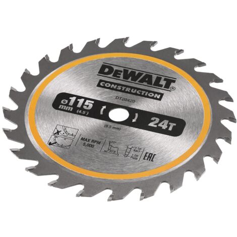 DeWalt DT20420-QZ Kreissägeblatt 115 x 9,5 mm, 24 Zähne, genageltes Holz (1/5)