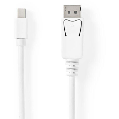 Mini displayport kabel displayport 14 mini displayport hane displayport hane 48 gbps nickelplaterad 200 m rund pvc vit blister (1/4)