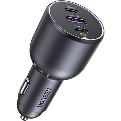 130W Autoladegerät 2x USB-C 1x USB-A - Grau