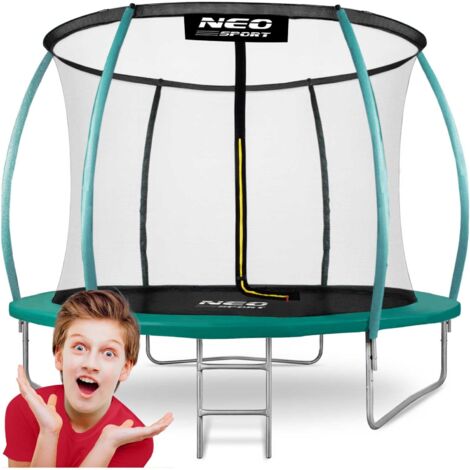 252 cm großes Gartentrampolin mit Netz, Profilpfosten und Neo-Sport-Leiter