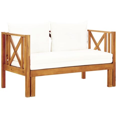 2-Sitzer-Gartenbank mit Kissen 122 cm Massivholz Akazie vidaXL