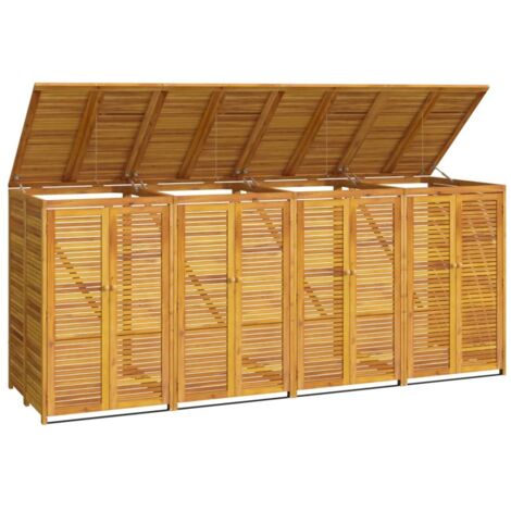 Abfallbehälterunterstand für vier Mülltonnen 280x89x117 cm aus massivem Akazienholz