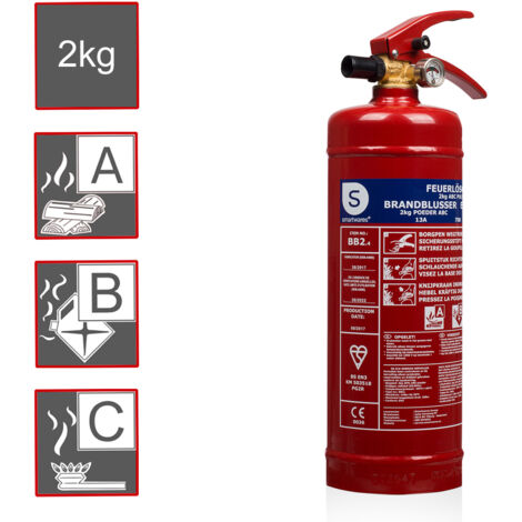 Pulverfeuerlöscher, Brandklassen A, B, C, Manometer, 2kg